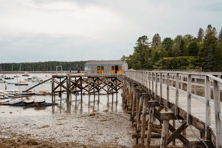 Many docks are high and dry at low tide