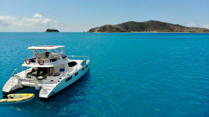 dinghy davits on a power catamaran