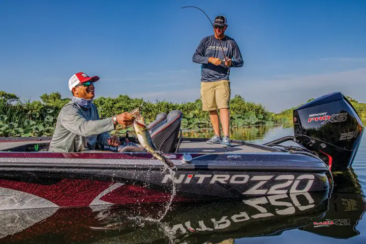 Nitro bass boat river fishing